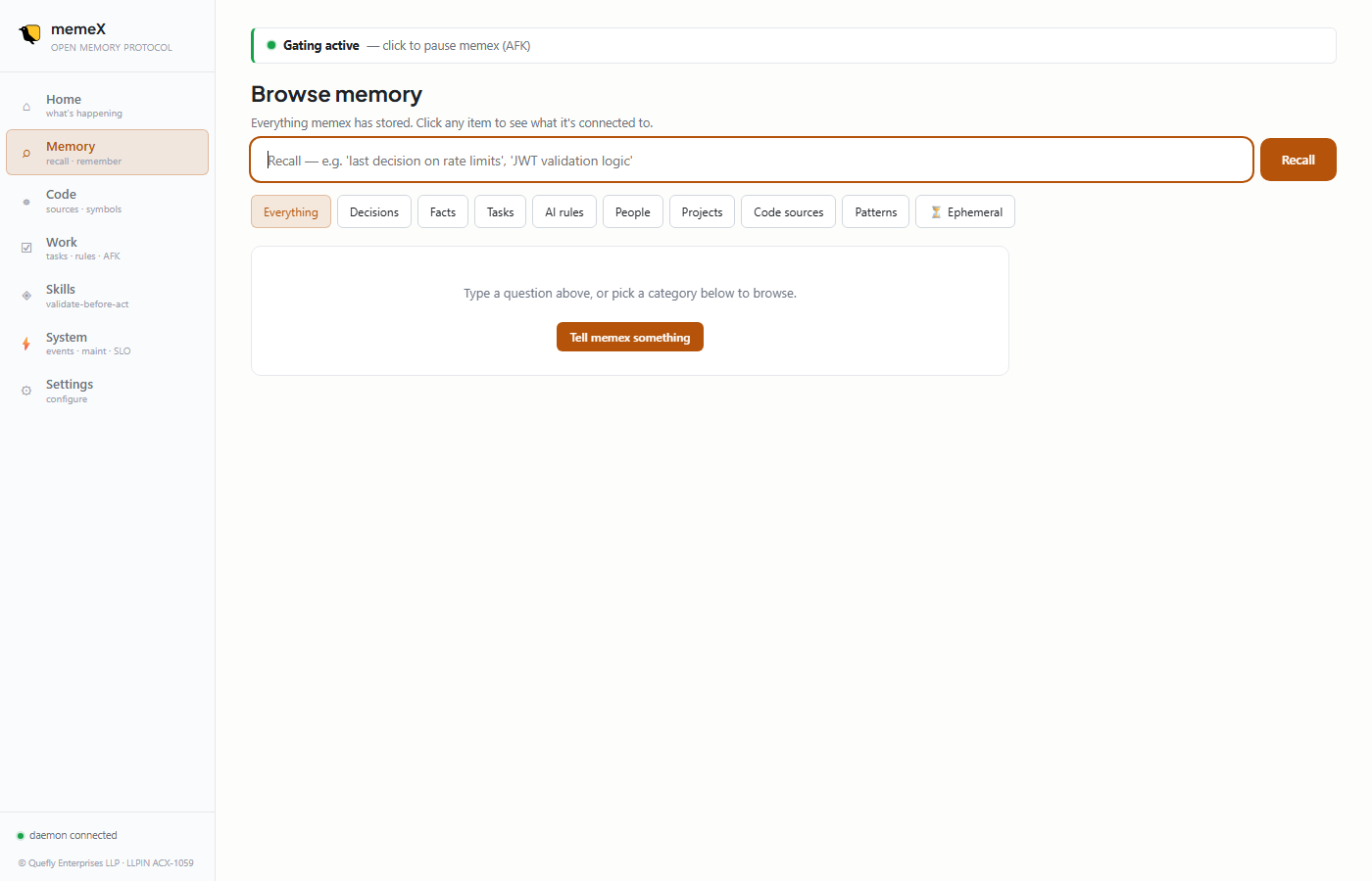 memex Memory search